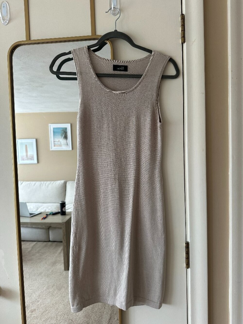 Stine Ledefoged (Stine Goya) Size Small Ivory/Beige Stretchy Tank Mini DRESS